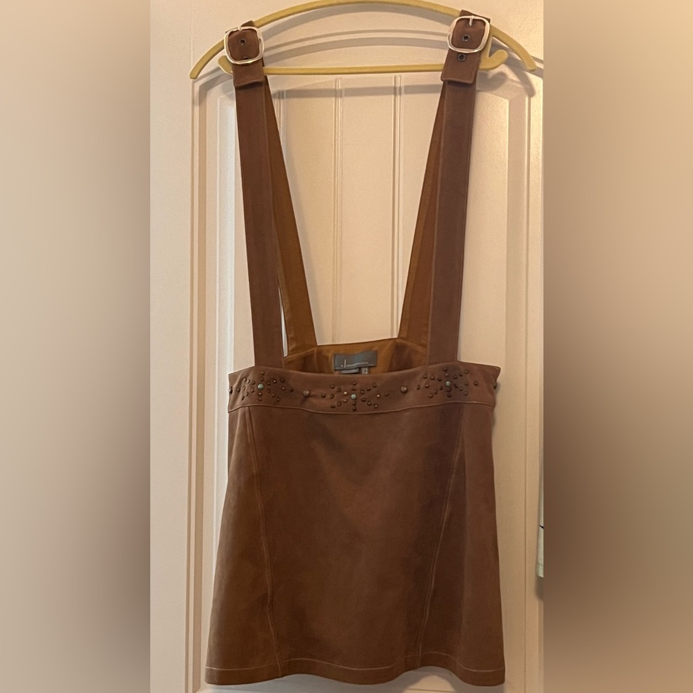 By Anthropologie suede skirt with suspenders - size 6 nwot
